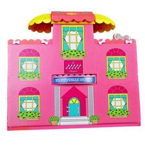 Vintage 1994 Hasbro Littlest Pet Shop Puppyville Hotel Pink Playset House Case